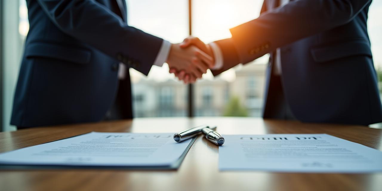 Profesionales negociando un contrato en una oficina moderna